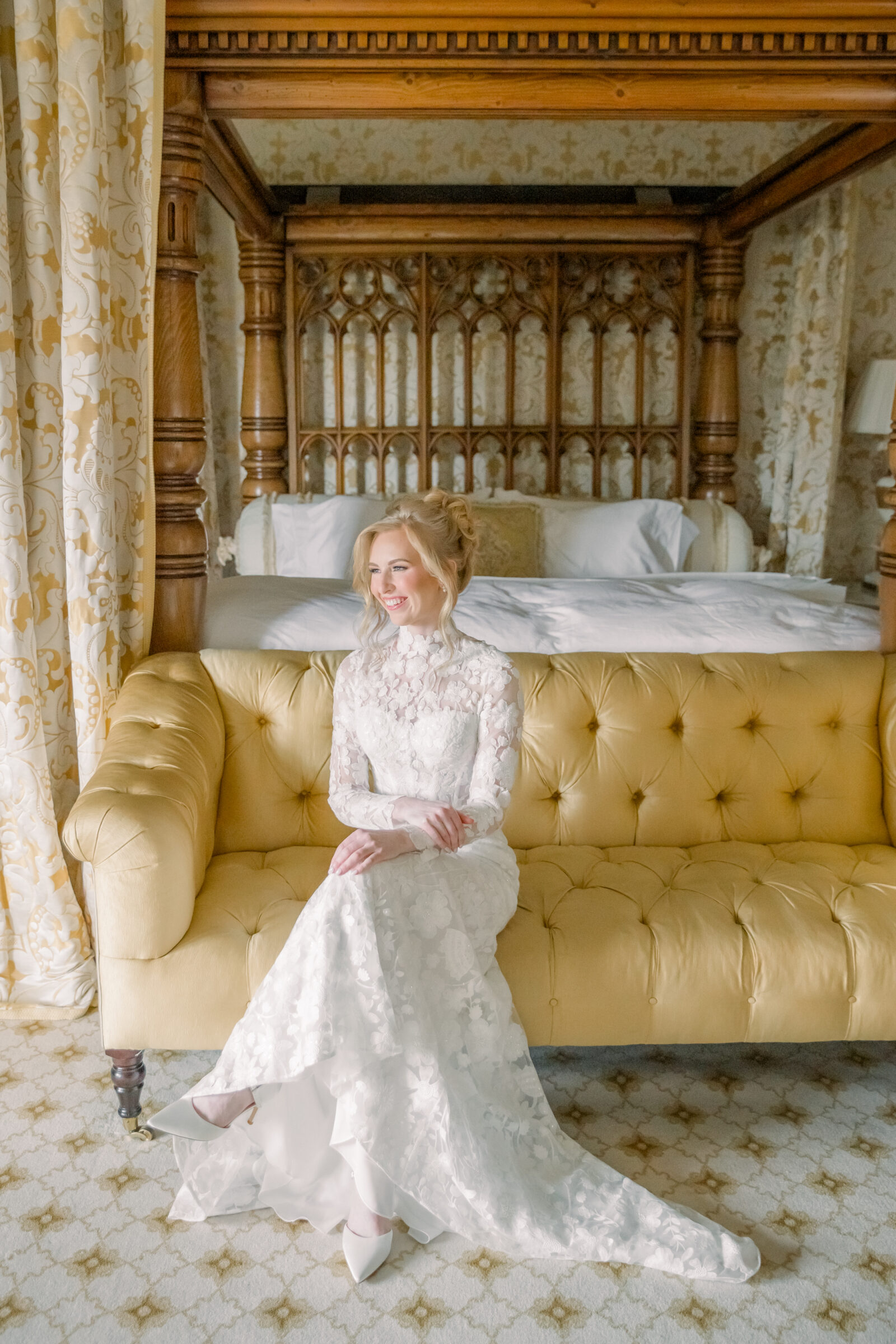 Dover Hall Estate Wedding in Manakin-Sabot, VA | Richmond Wedding Photographer | bride sitting in the bridal suite of a historic Richmond VA wedding venue before her wedding ceremony