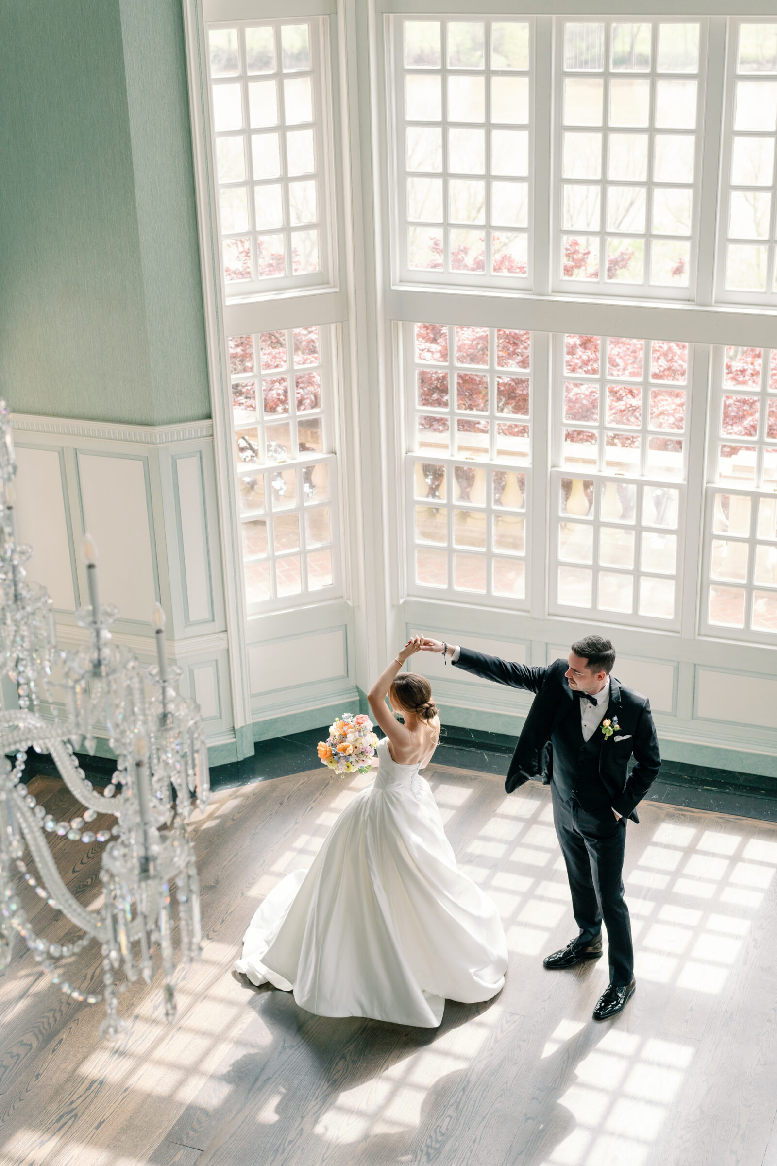 Estate at River Run Wedding in Richmond, VA | Richmond VA Wedding Photographers | groom spinning bride in the Wedgewood ballroom at the Estate at River Run wedding venue