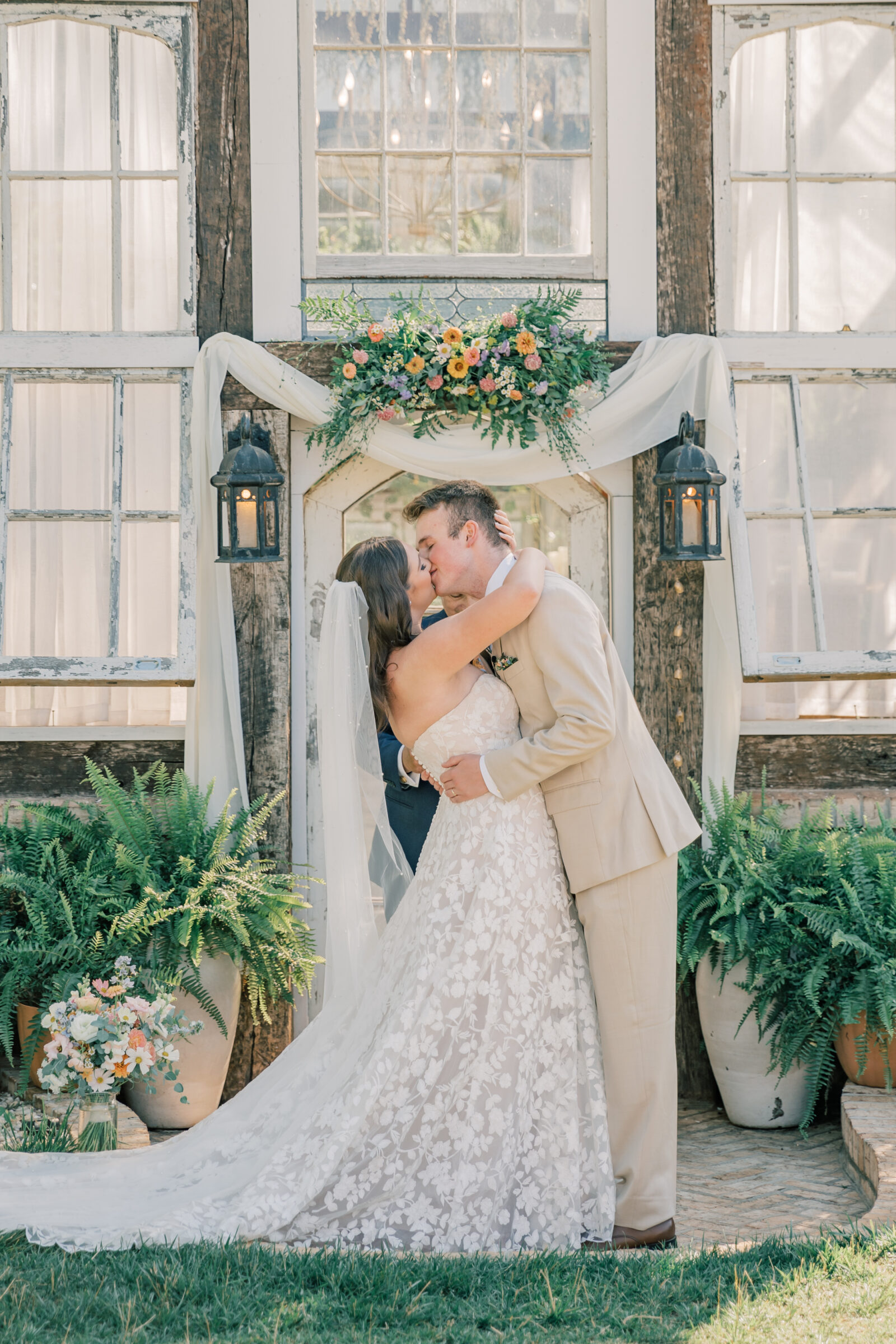 Three Oaks Manor Wedding in Madison Heights, VA | Virginia Wedding Photographer | bride and groom share first kiss as husband and wife during their wedding ceremony