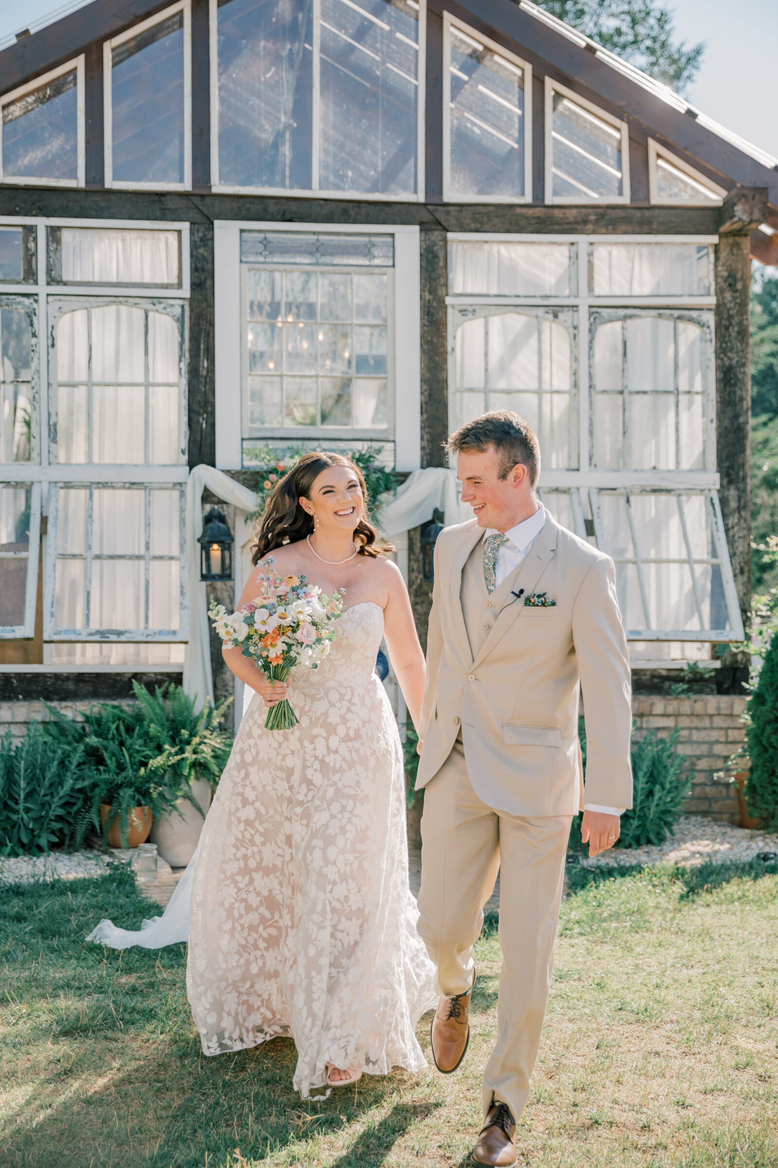 Three Oaks Manor Wedding in Madison Heights, VA | Virginia Wedding Photographer | bride and groom happily run down the aisle after being pronounced husband and wife