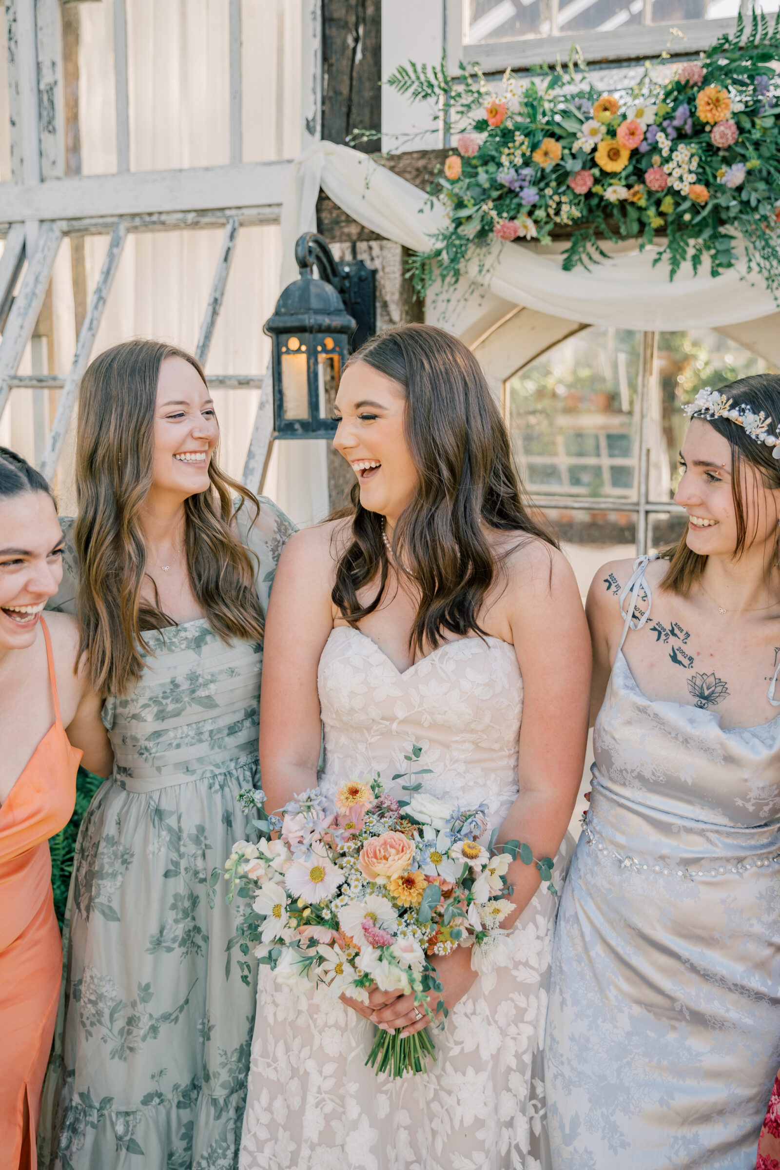 Three Oaks Manor Wedding in Madison Heights, VA | Virginia Wedding Photographer | bride and bridesmaids laughing