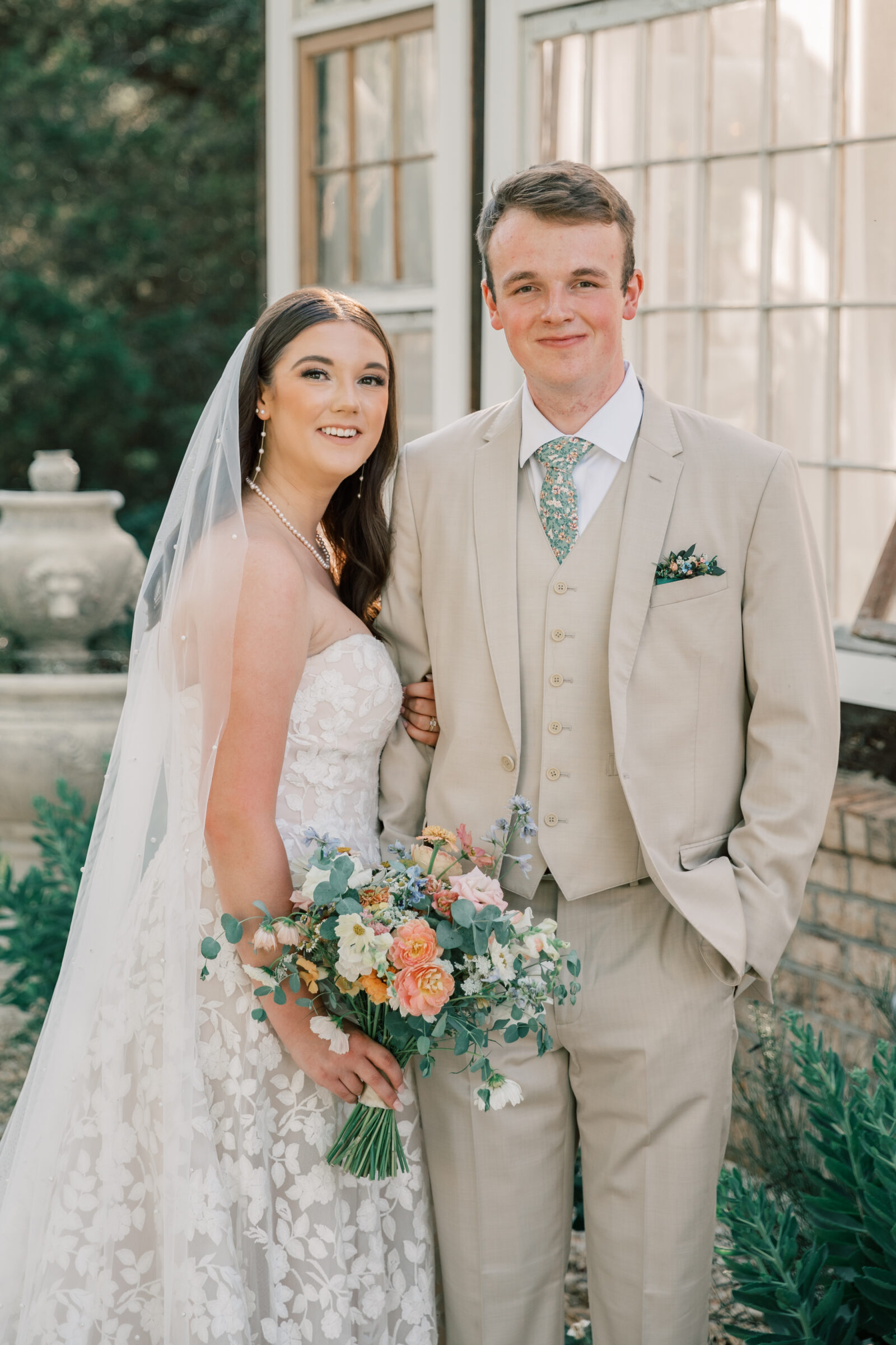 Three Oaks Manor Wedding in Madison Heights, VA | Virginia Wedding Photographer | traditional portrait of bride and groom looking at the camera