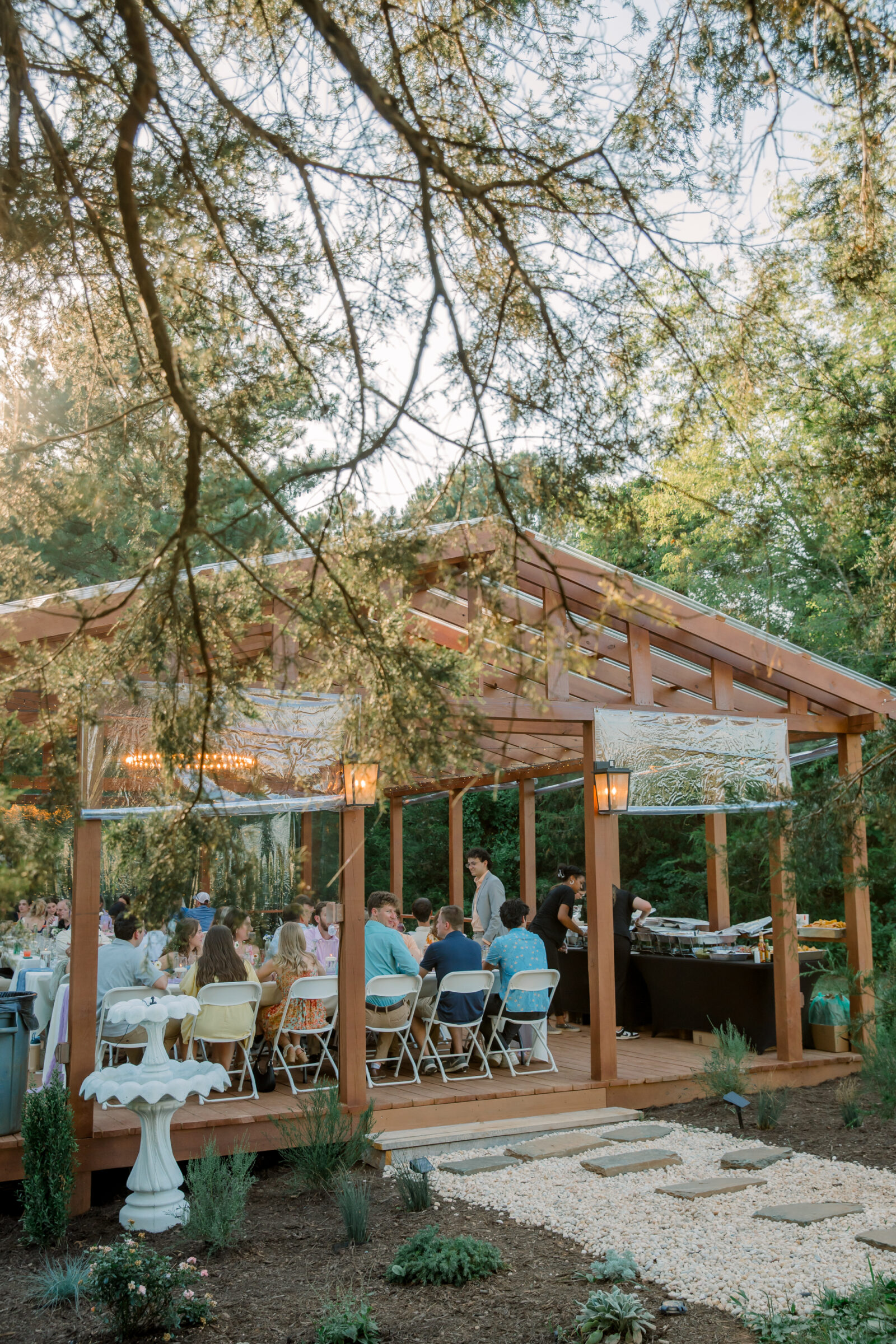 Three Oaks Manor Wedding in Madison Heights, VA | Virginia Wedding Photographer | reception pavilion at Three Oaks Manor full of guests during a wedding reception