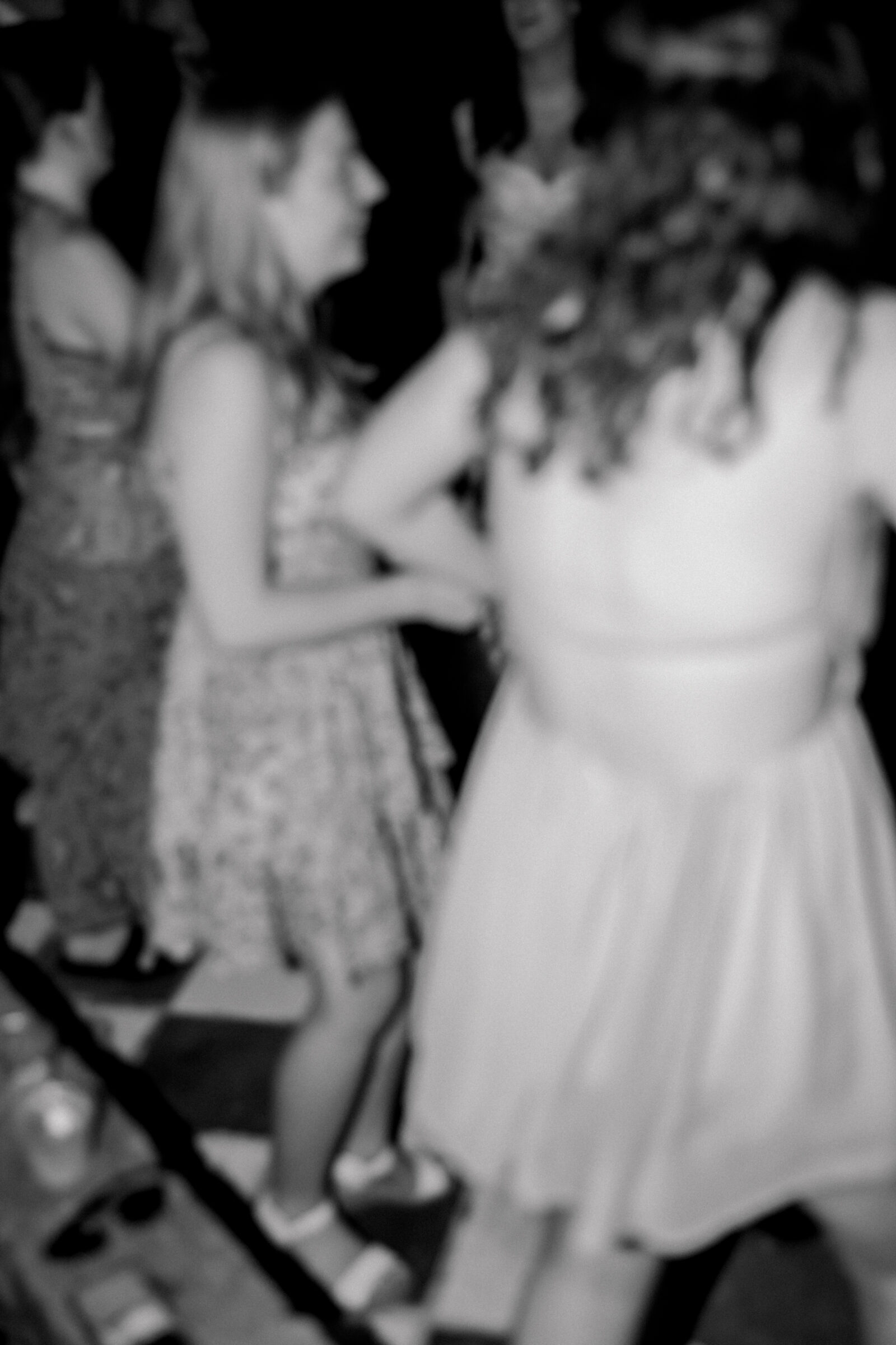 Three Oaks Manor Wedding in Madison Heights, VA | Virginia Wedding Photographer | blurry black and white image of guests dancing at a wedding reception