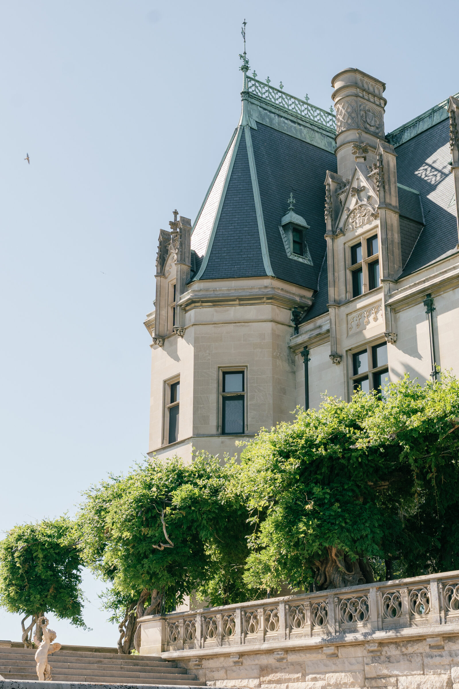 The roof and terrace of the Biltmore Estate House in Asheville, NC