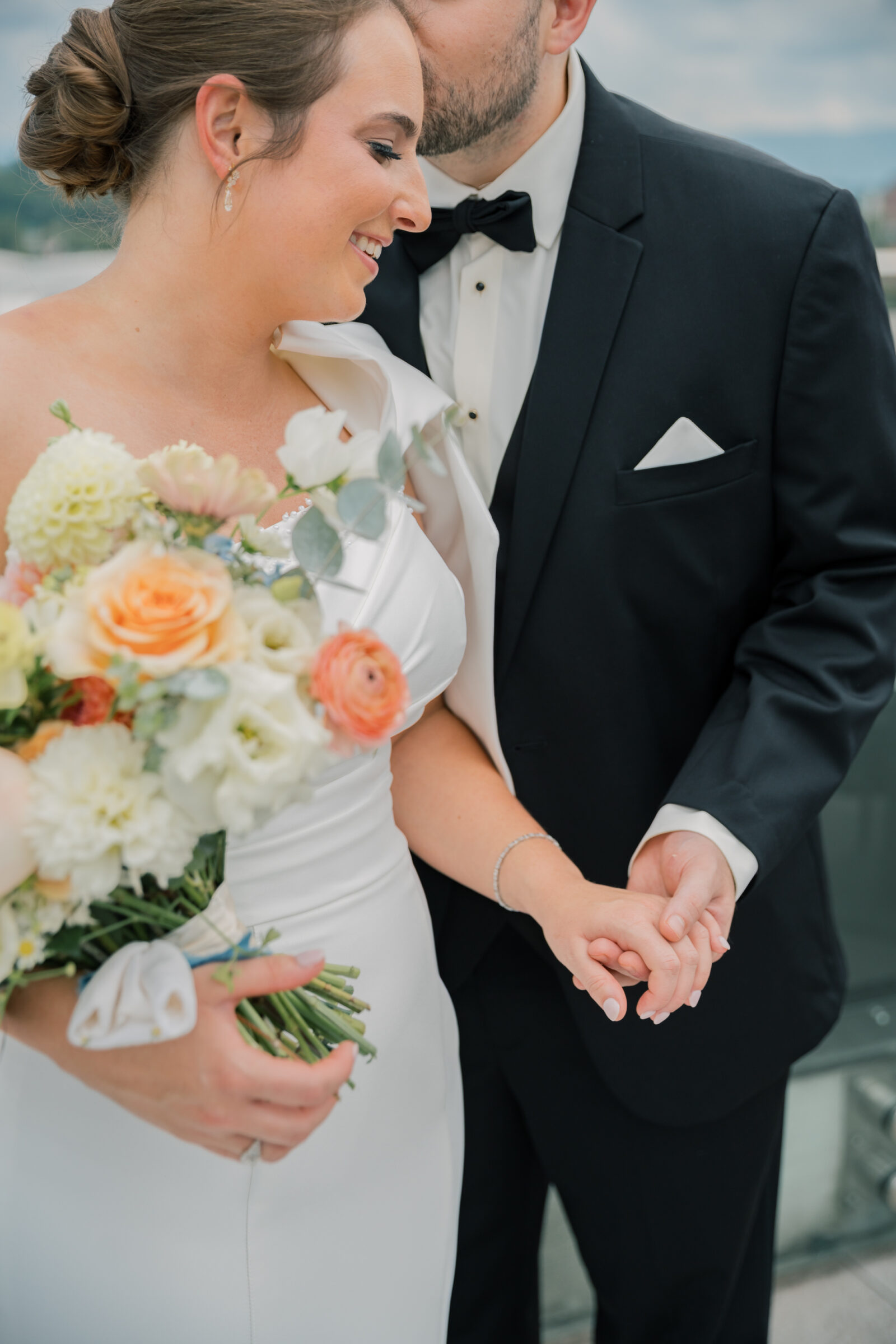 Bristol Hotel Wedding | editorial image of bride and groom on the rooftop of the Bristol Hotel