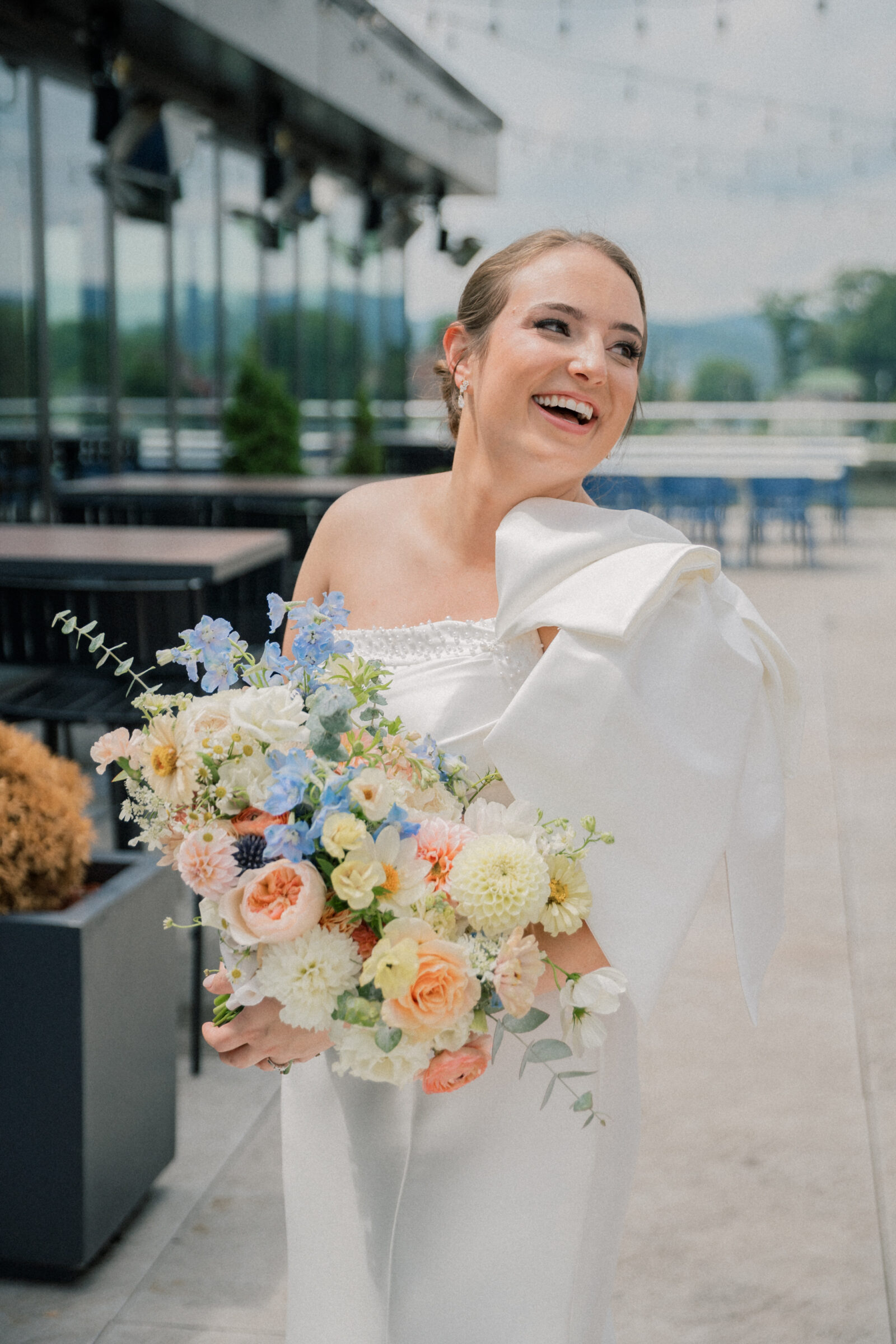 Bristol Hotel Wedding | bride on the rooftop of the Bristol Hotel