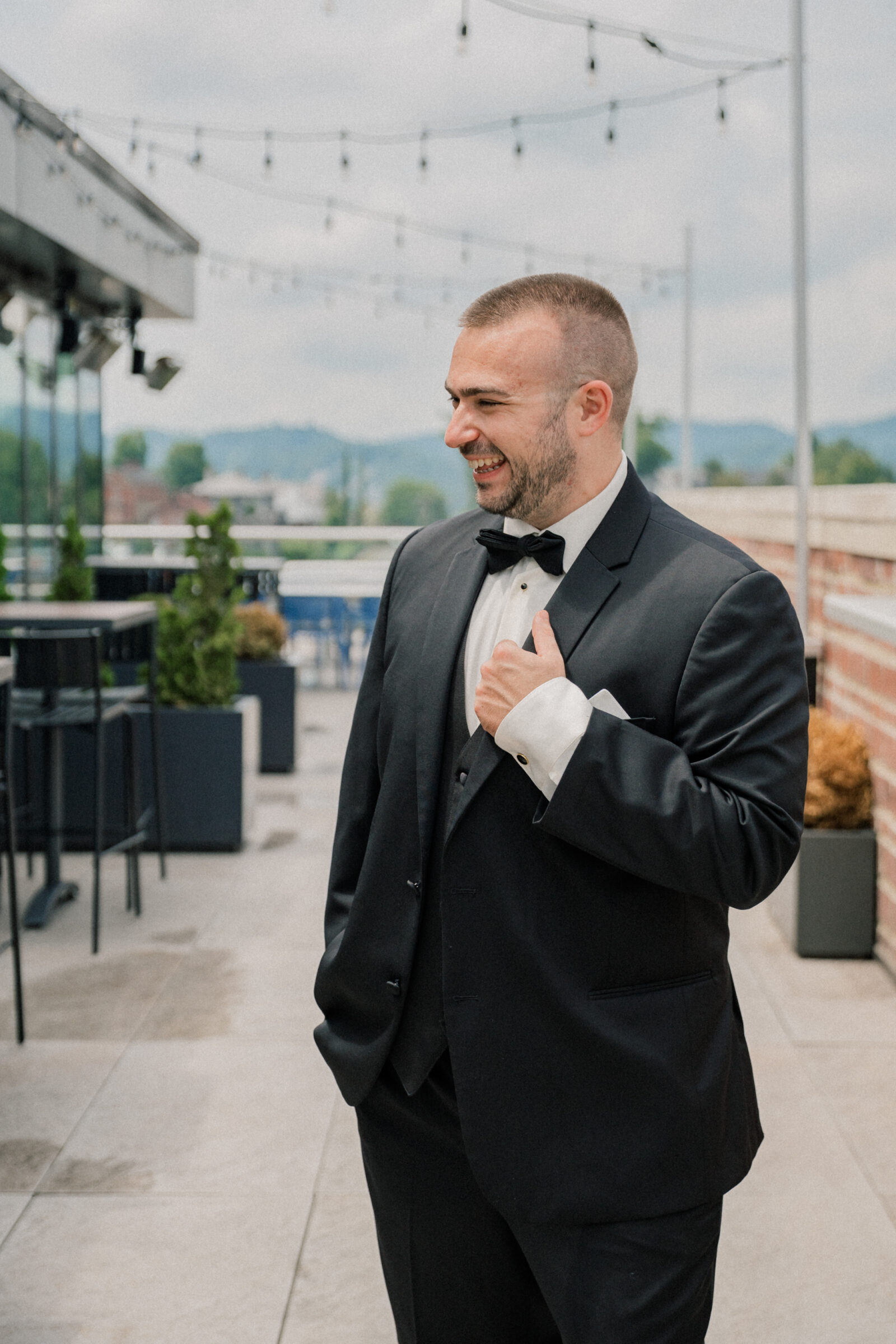 Bristol Hotel Wedding | groom laughing