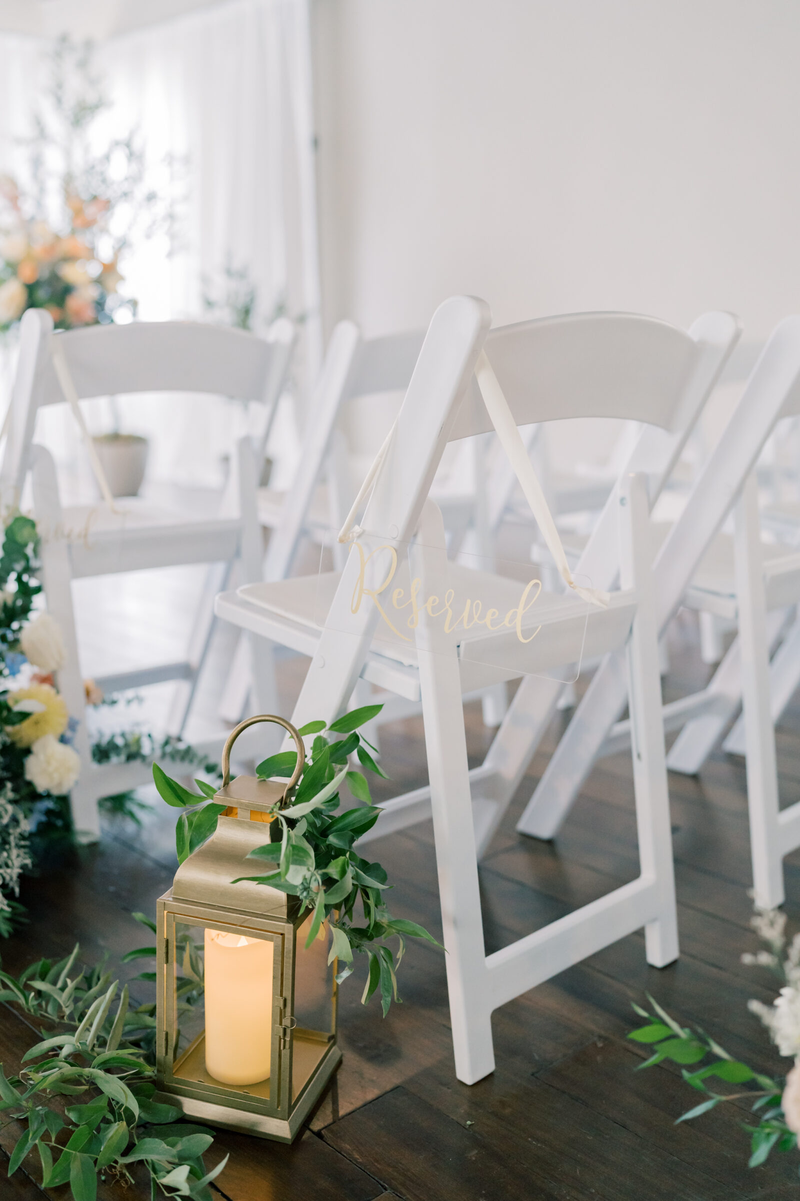 Bristol Train Station Wedding | chairs and reserved sign for wedding ceremoy