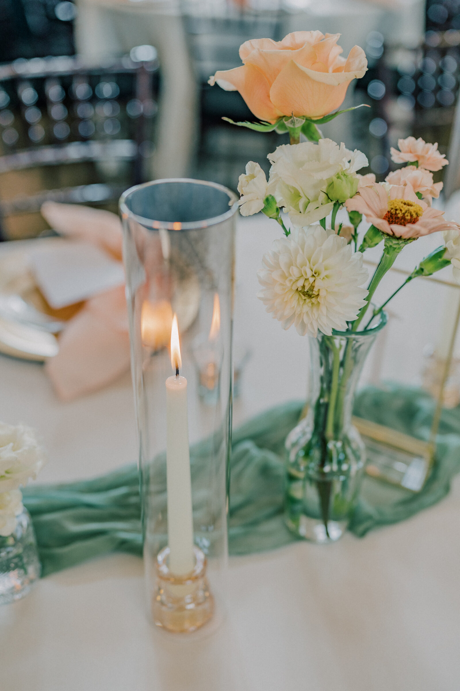 Bristol Train Station Wedding | candle on reception table