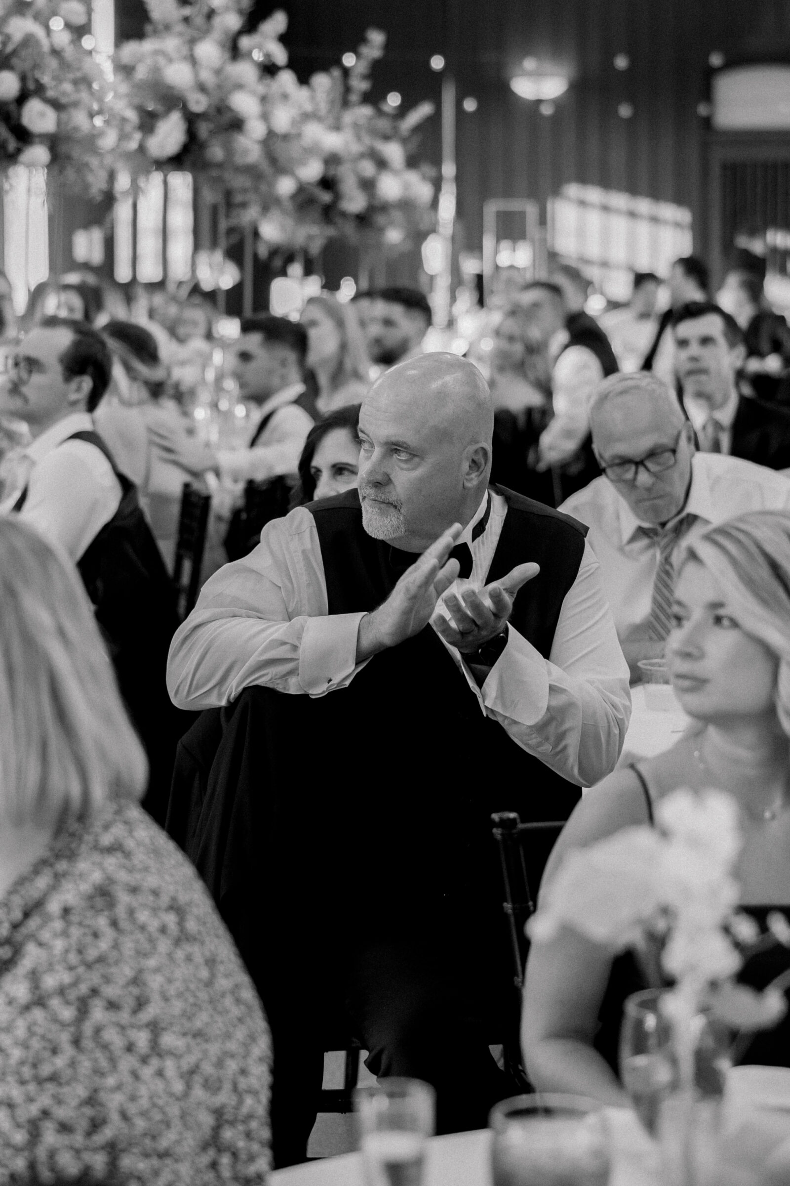 Bristol Train Station Wedding | guests clapping after toast