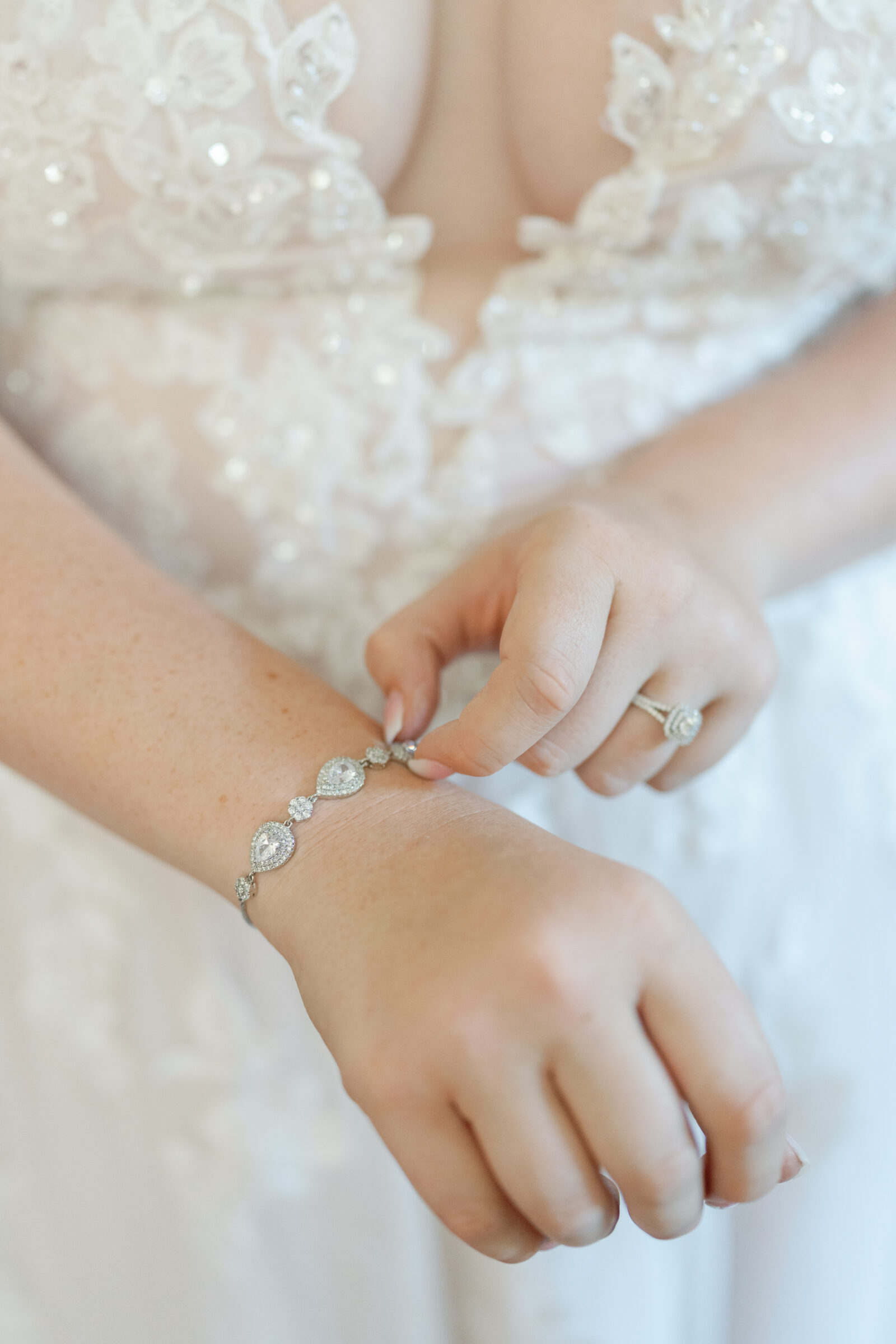 Full Bloom Farm Wedding | bride adjusting bracelet before her wedding