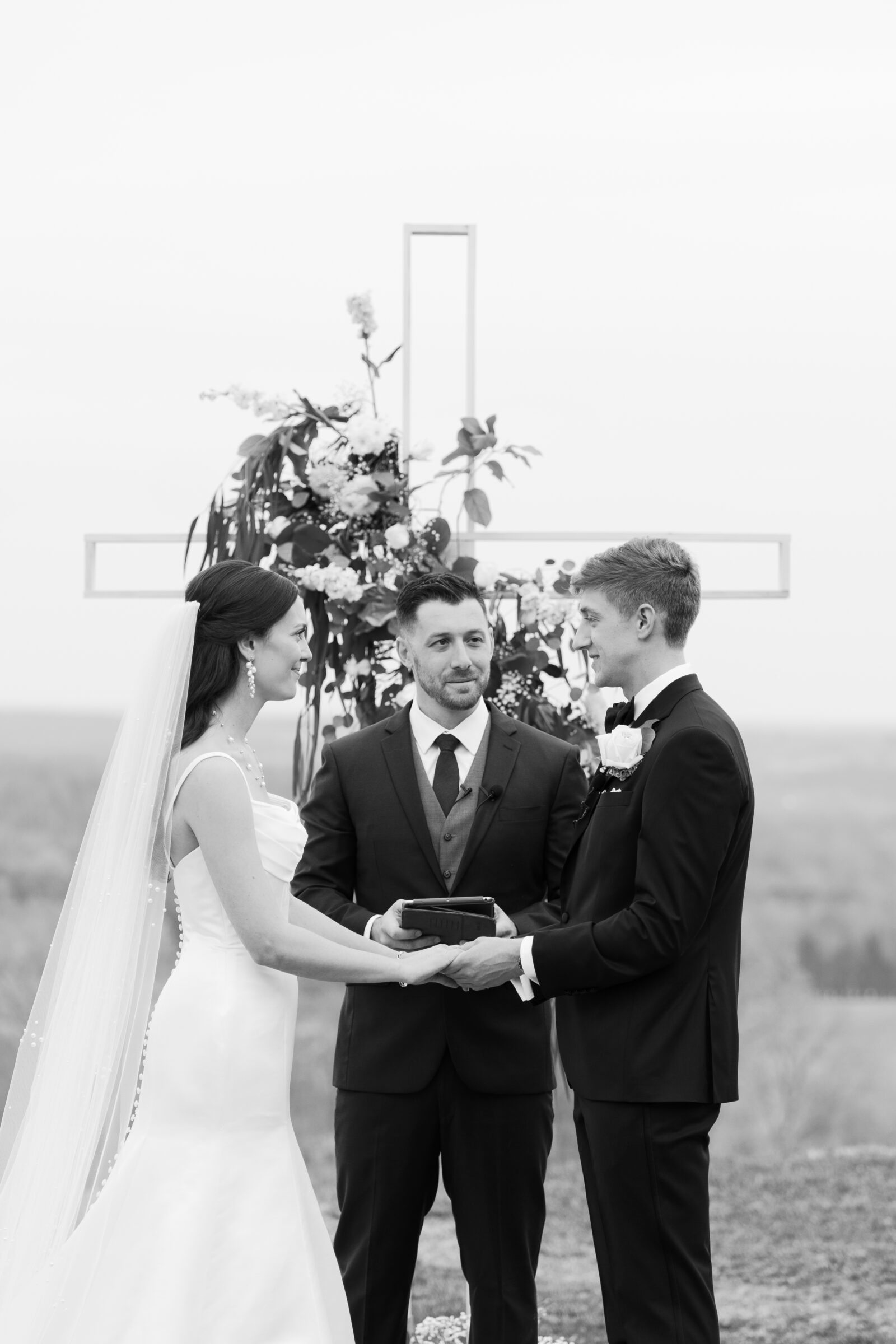 Trump Winery Grand Hall in Charlottesville, VA | a black and white image from a Trump Winery wedding ceremony