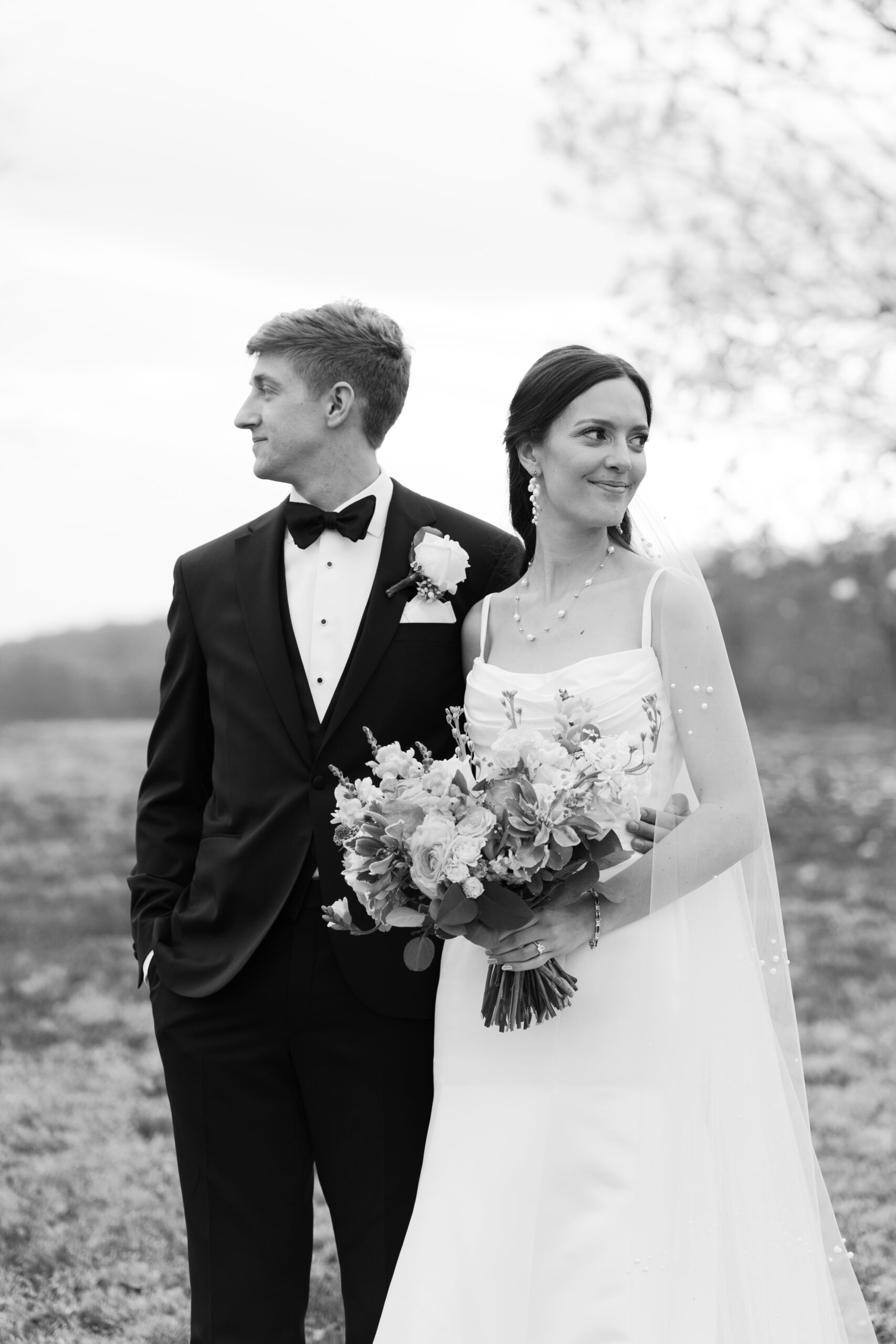 Trump Winery Grand Hall in Charlottesville, VA | a classic black and white portrait of a bride and groom