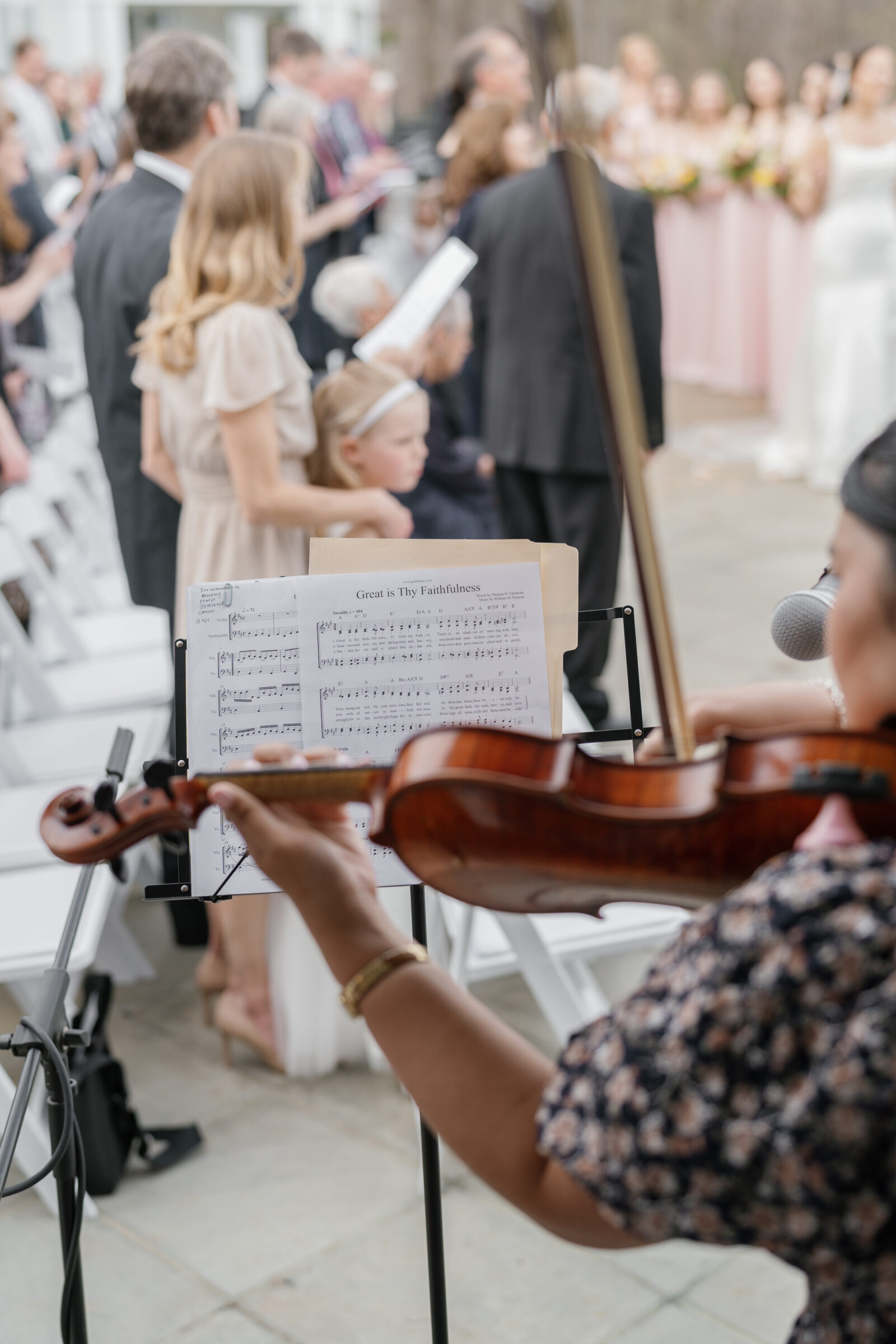 Wedding at Trump Winery Grand Hall | violin plays "Great is Thy Faithfulness" during wedding ceremony