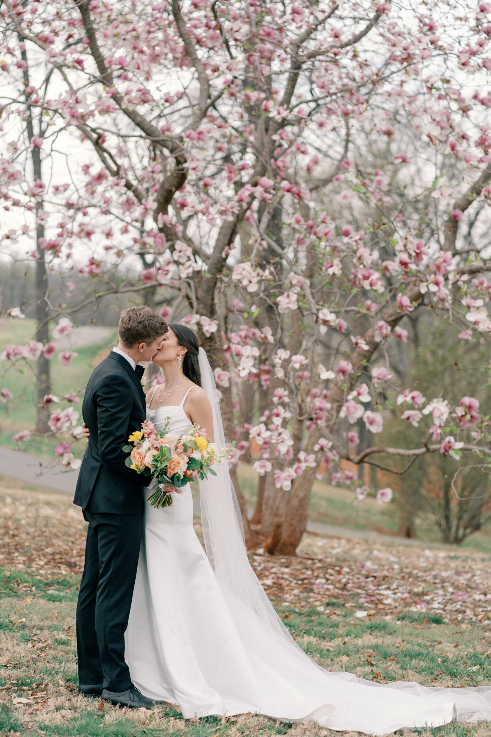 Wedding at Trump Winery in Charlottesville VA | bride and groom share a kiss