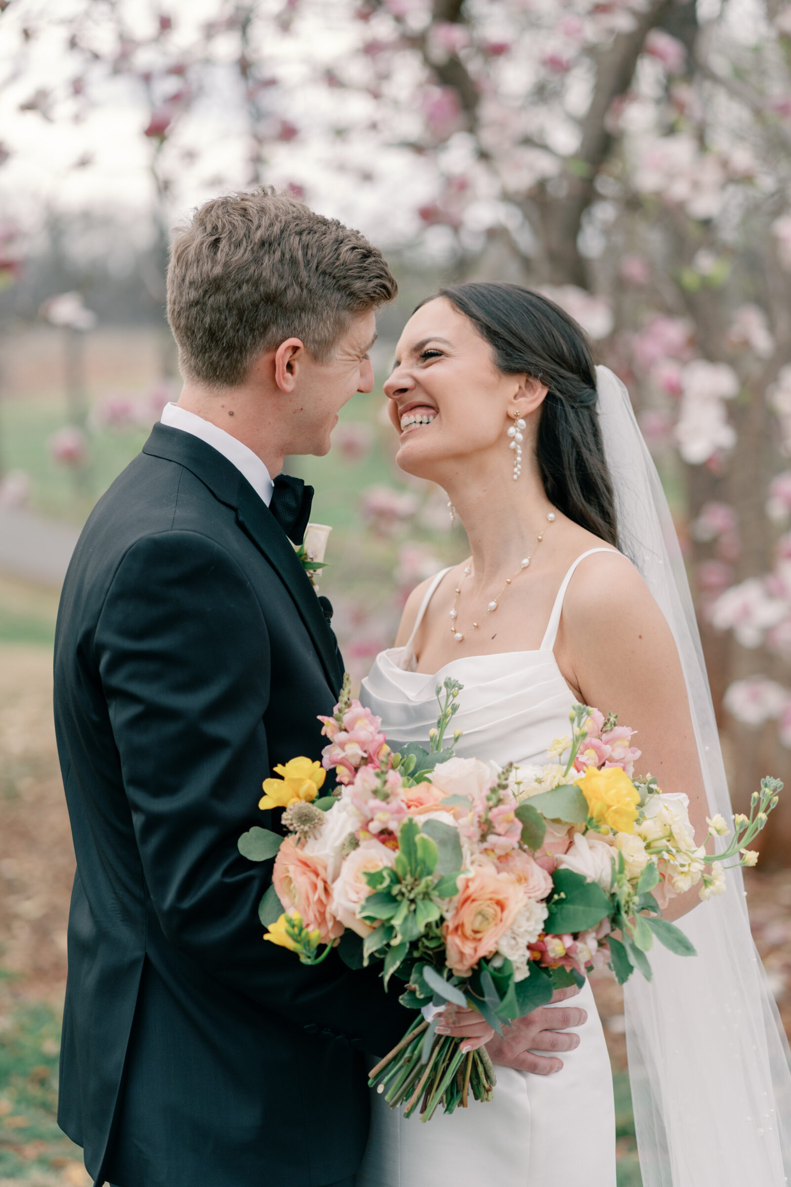 Wedding at Trump Winery in Charlottesville VA | bride and groom smile at each other