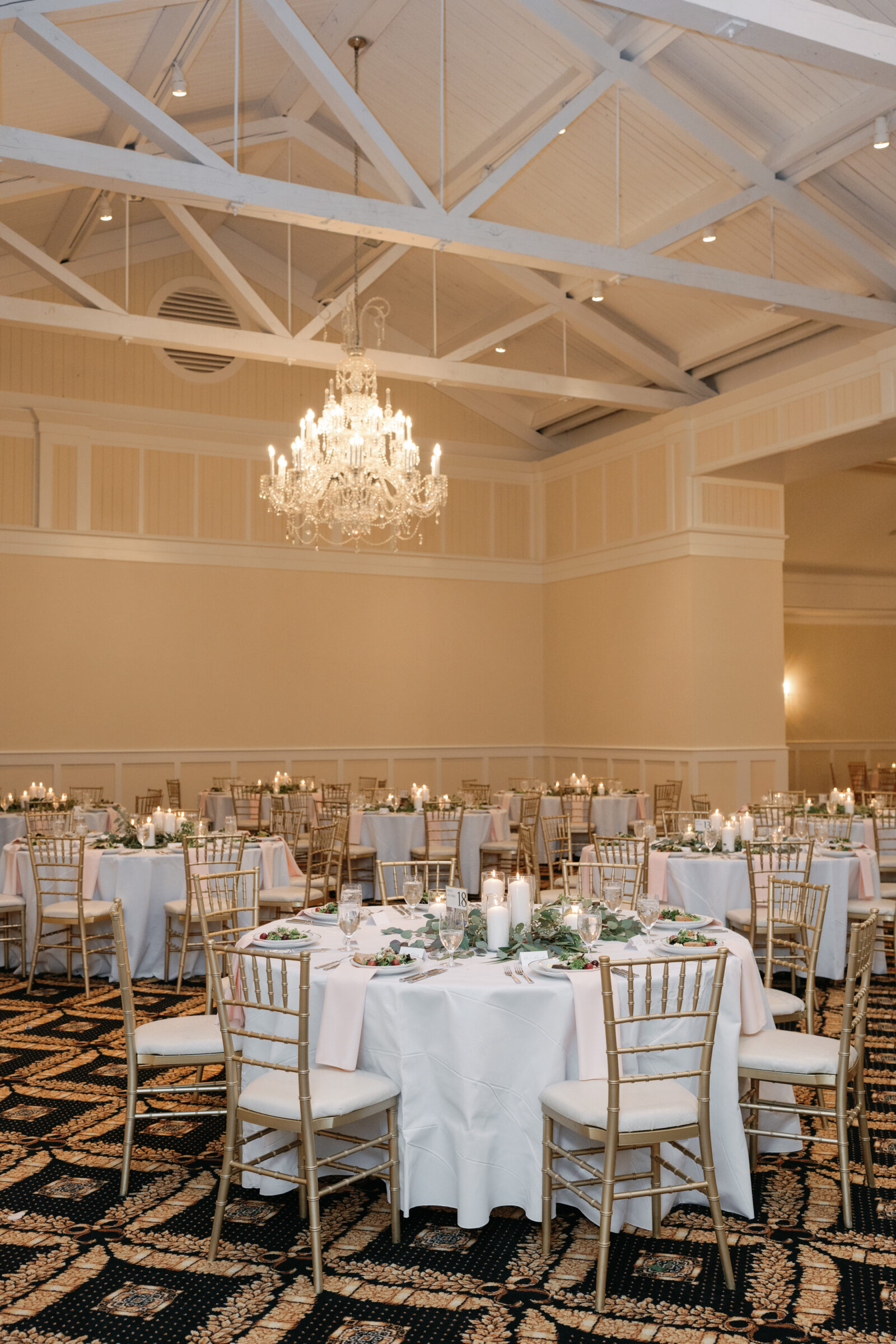 Trump Winery Wedding in Charlottesville | Grand Hall reception decor