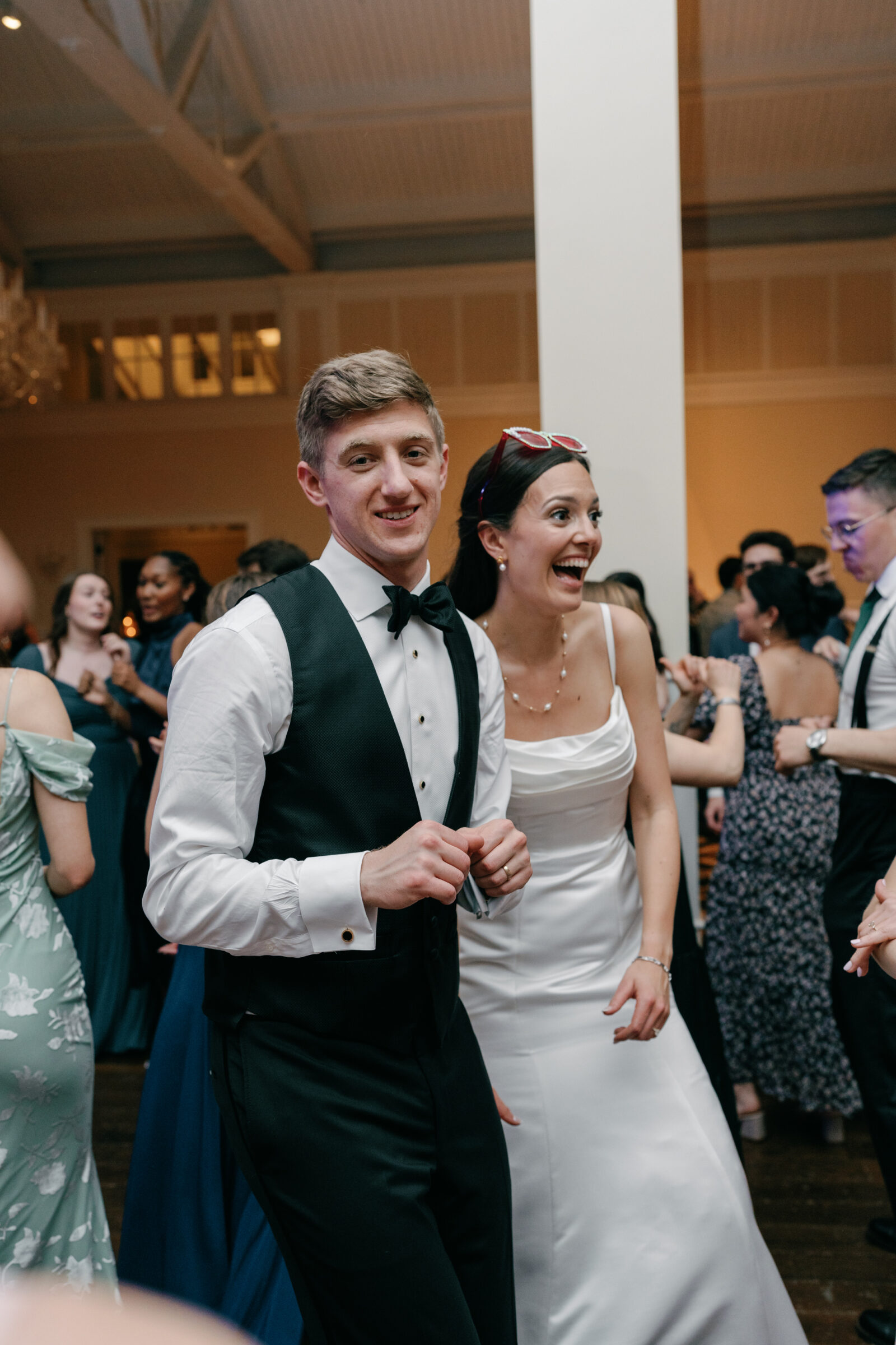 Trump Winery Wedding in Charlottesville | bride and groom having fun at their reception on the dance floor