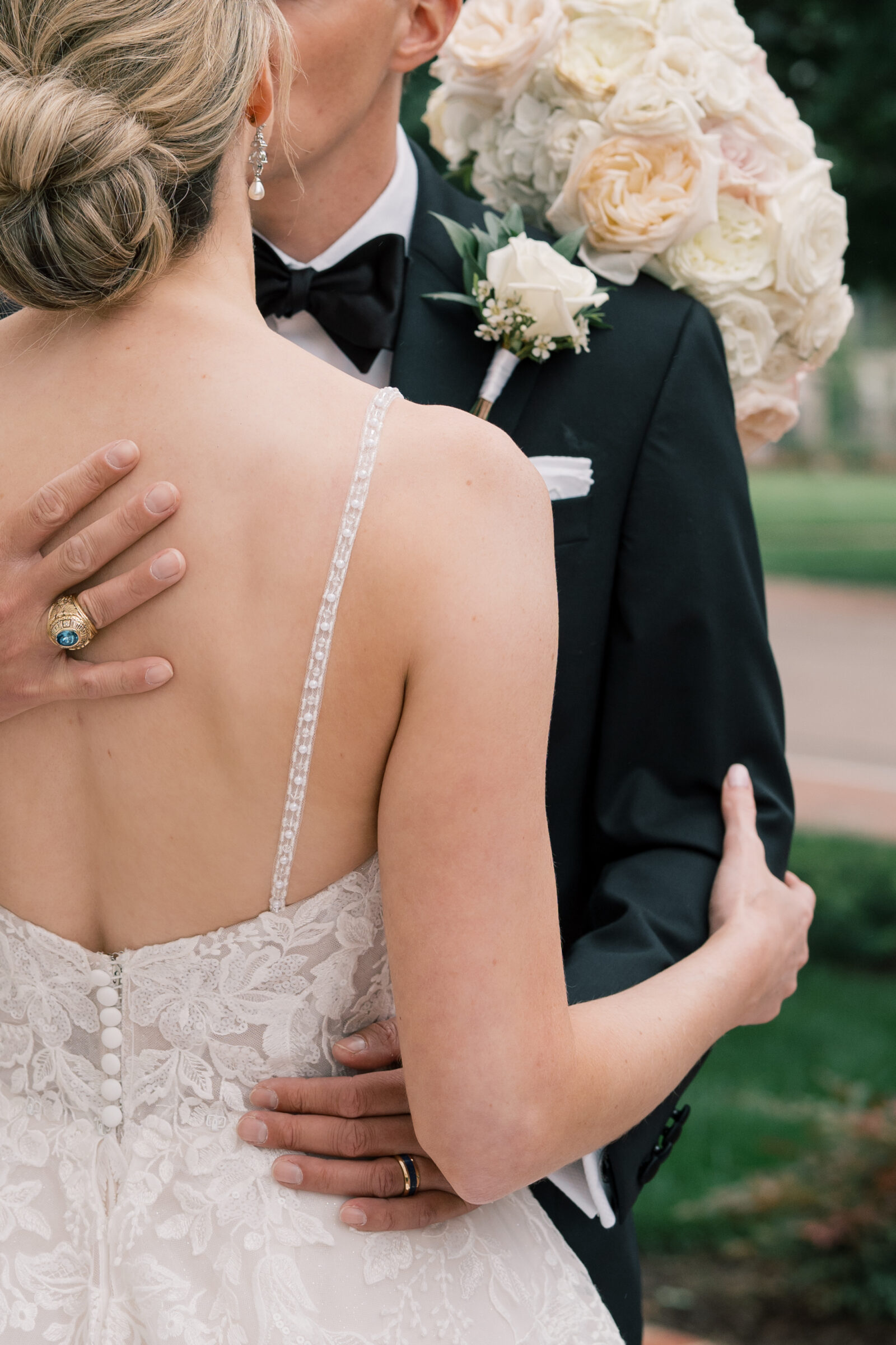 Bride and groom sharing an intimate moment after their wedding ceremony in Richmond VA.