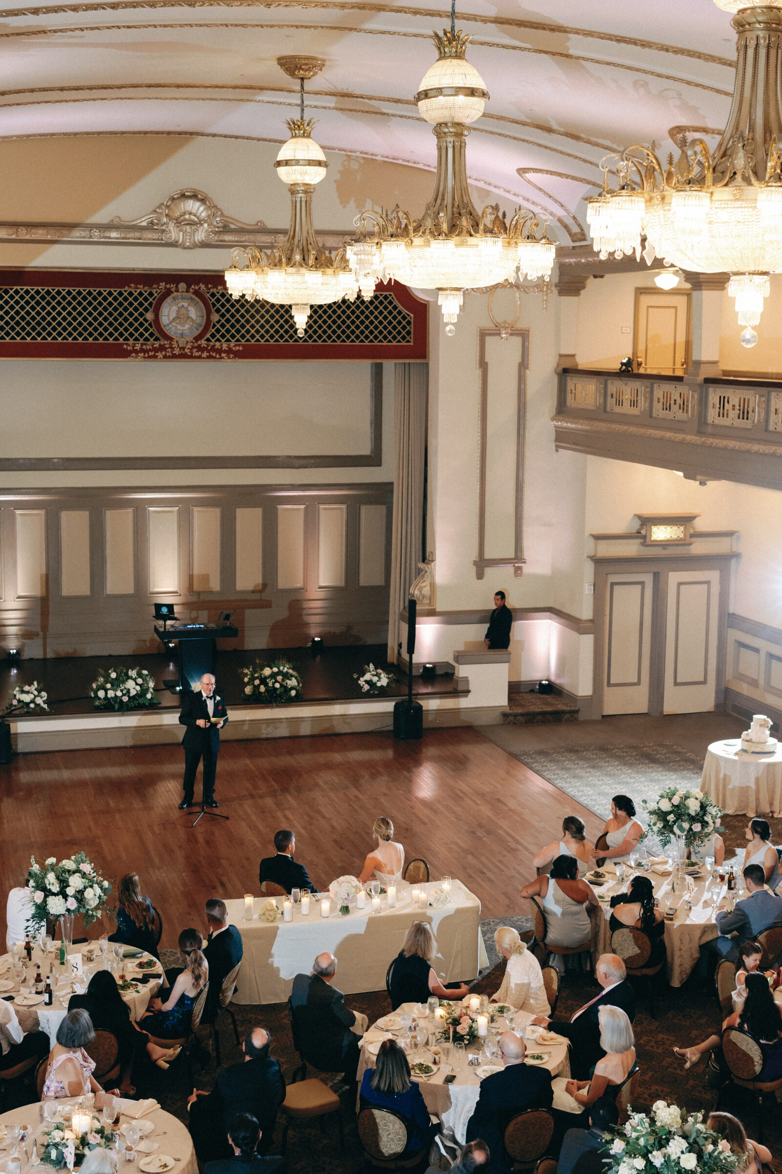 Overhead view of wedding reception at the John Marshall Ballrooms in Richmond VA.