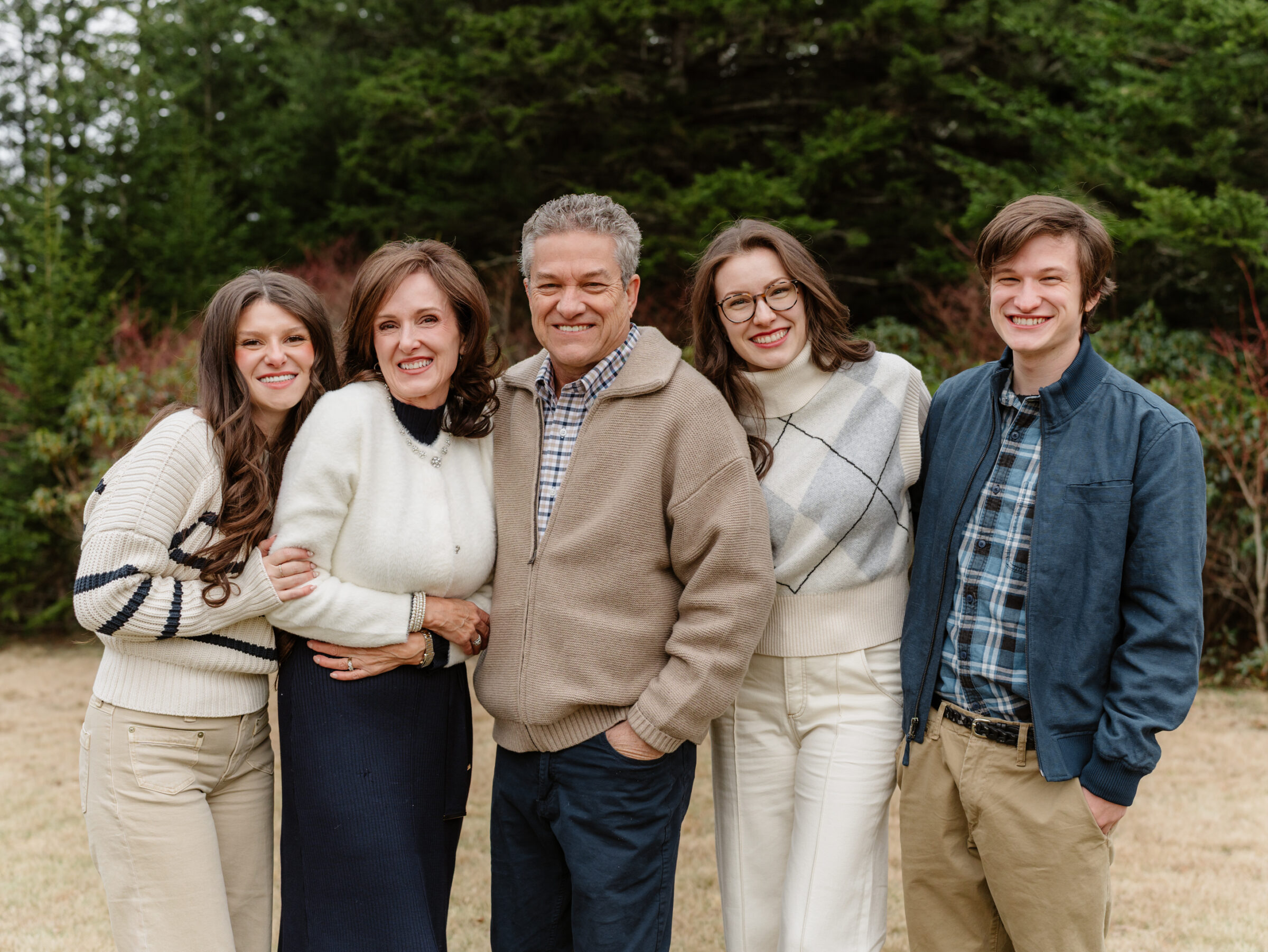 Full family portrait during a late fall family photo session at Grayson Highlands State Park in Southwest Virginia