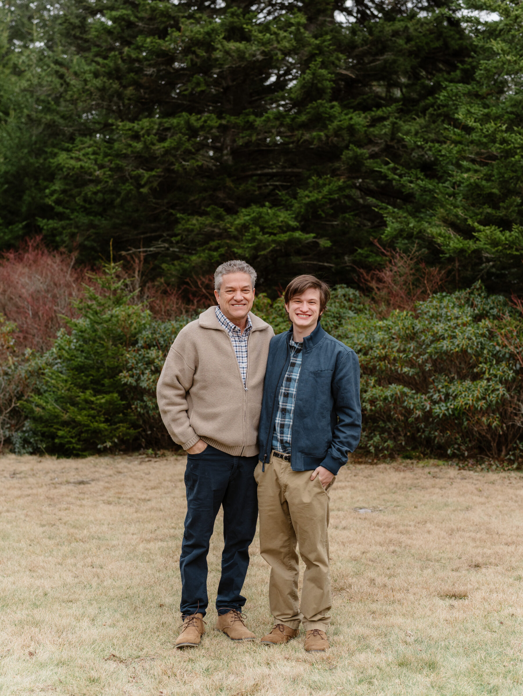 Father and son photographed together during a late fall family session in Southwest Virginia