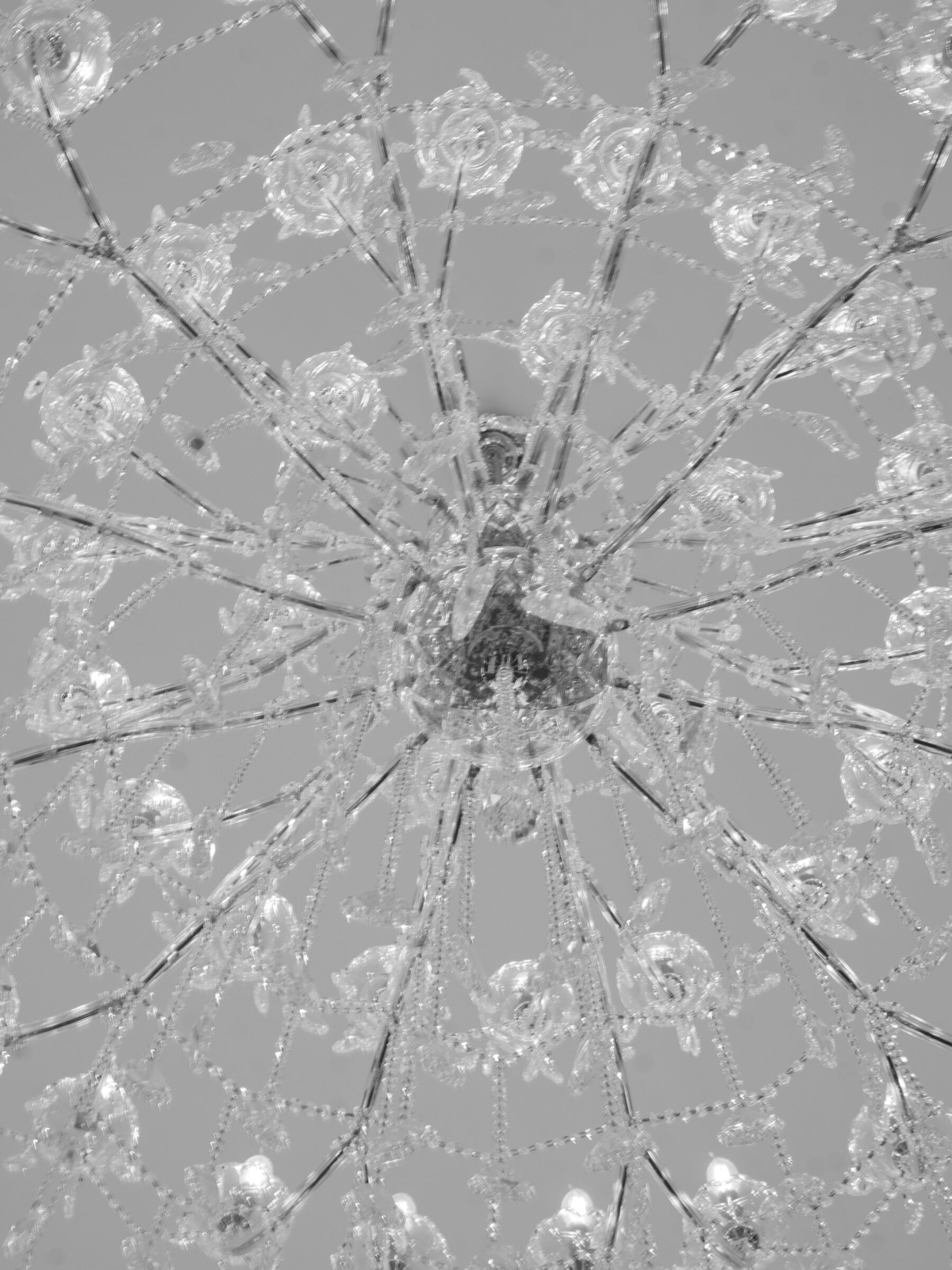 Crystal chandelier detail photographed in the ballroom